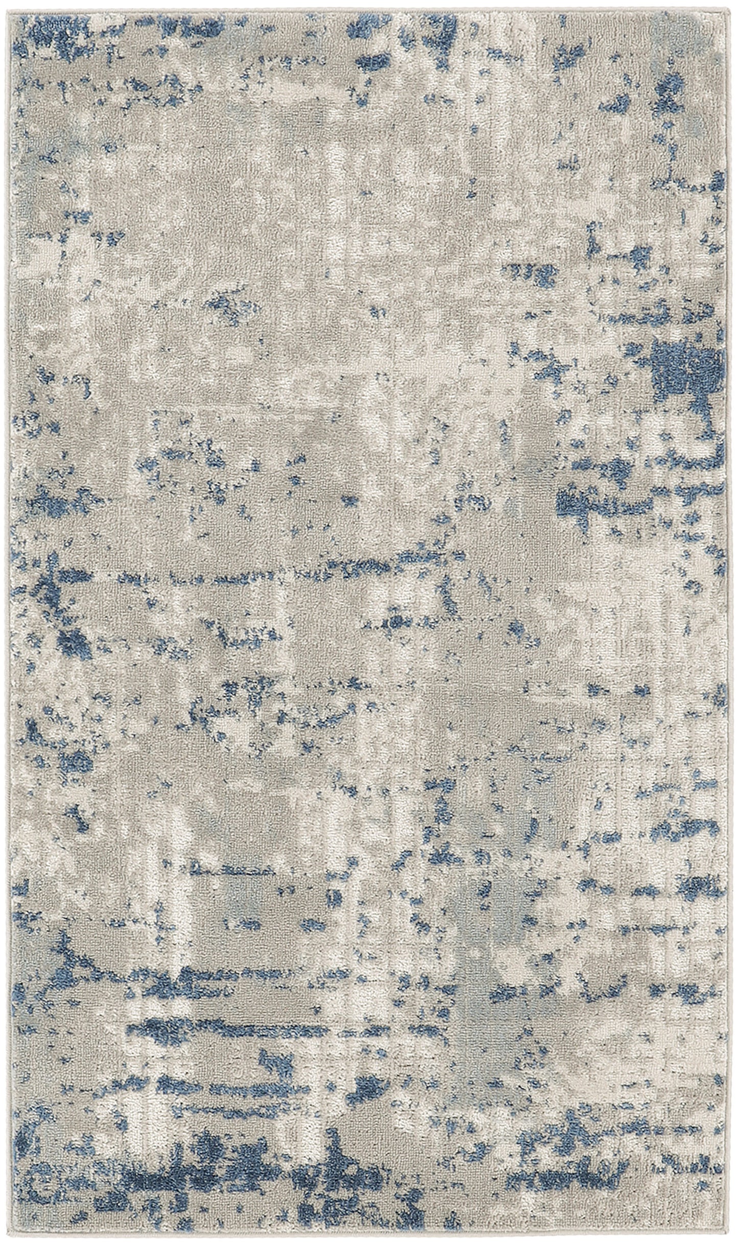 3' X 5' Blue and Gray Abstract Power Loom Area Rug