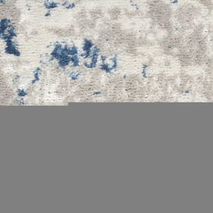 4' Blue and Gray Round Abstract Power Loom Area Rug
