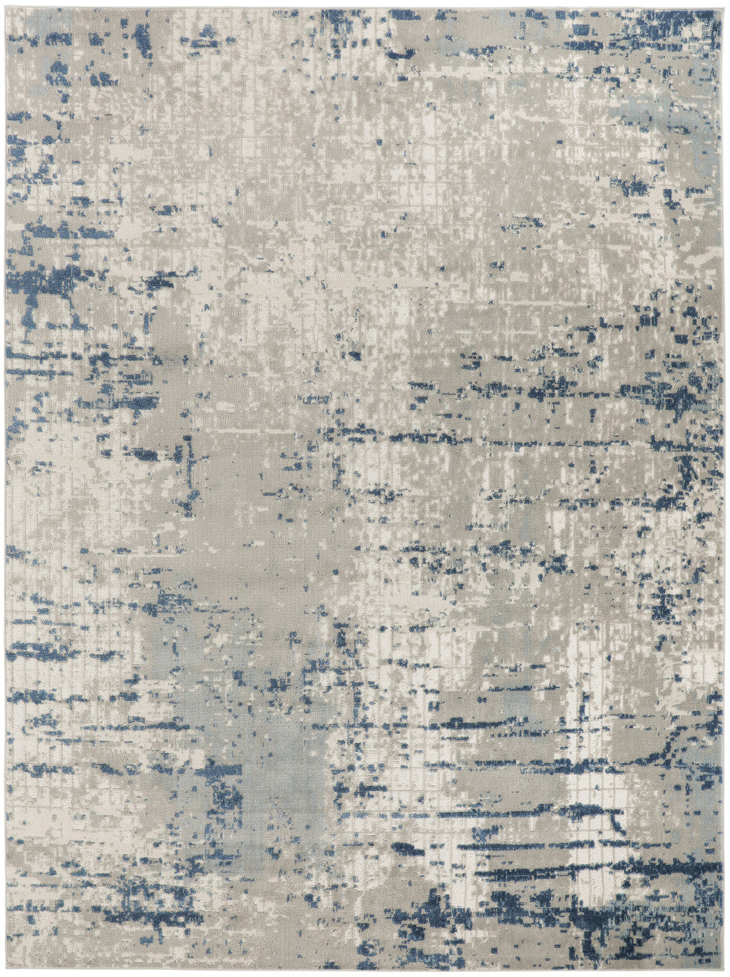 7' X 10' Blue and Gray Abstract Power Loom Area Rug