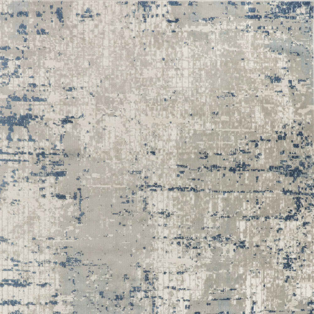 7' X 10' Blue and Gray Abstract Power Loom Area Rug