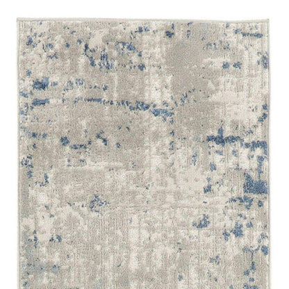 12' Blue and Gray Abstract Power Loom Runner Rug