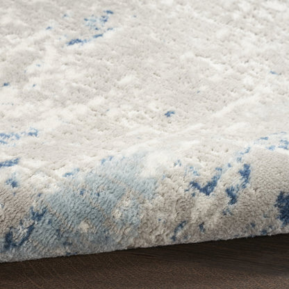 8' Blue and Gray Abstract Power Loom Runner Rug