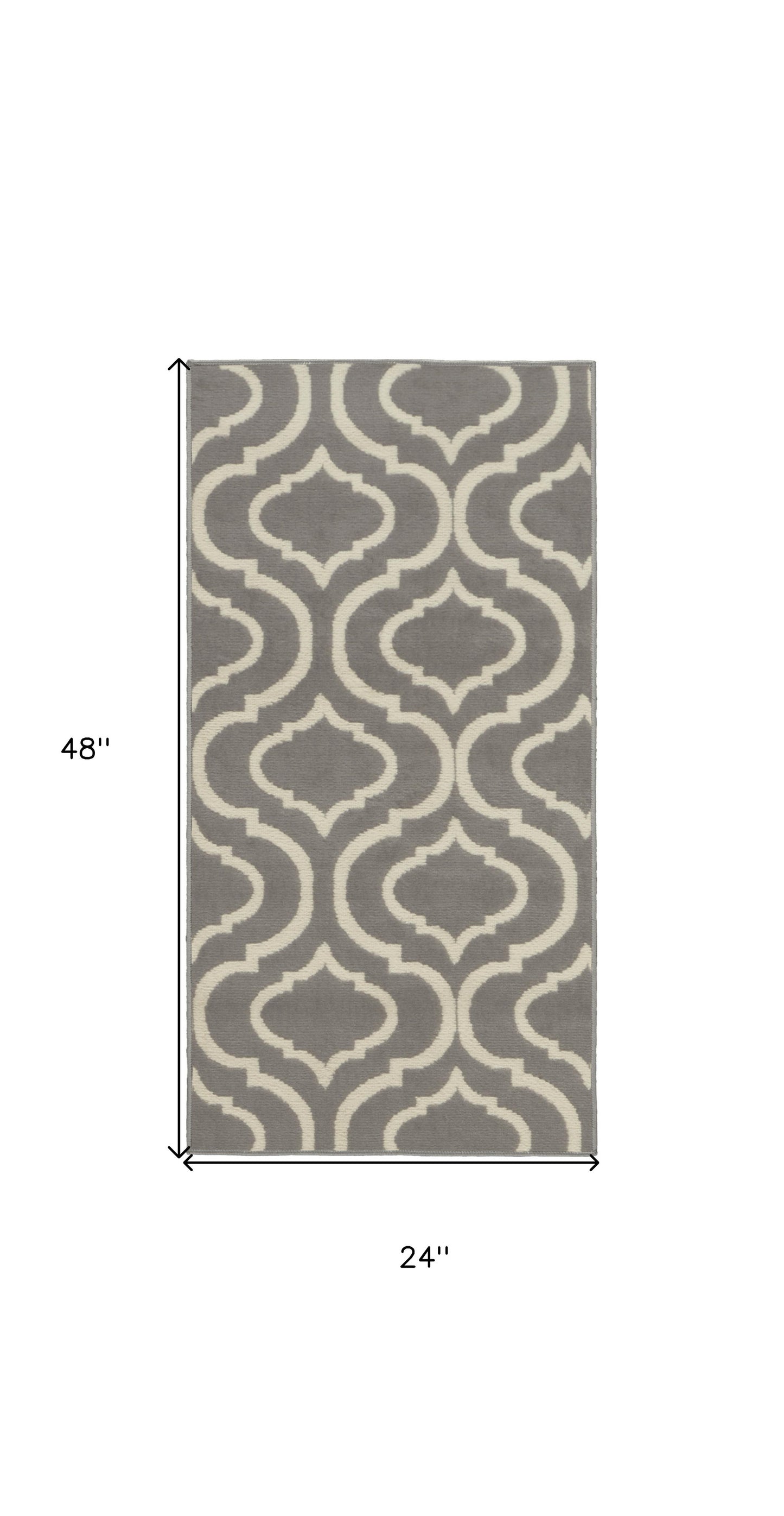 2' X 4' Gray Moroccan Power Loom Area Rug