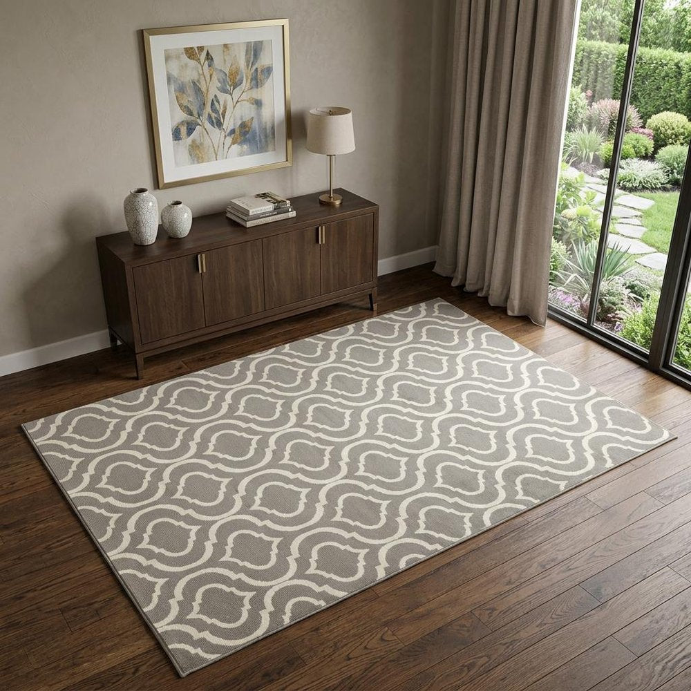 4' X 6' Gray Moroccan Power Loom Area Rug