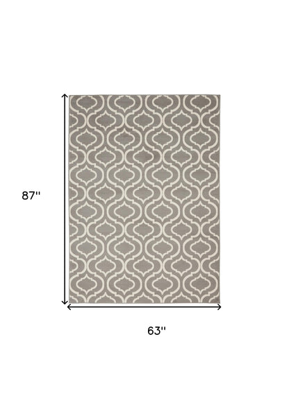 5' X 7' Gray Moroccan Power Loom Area Rug