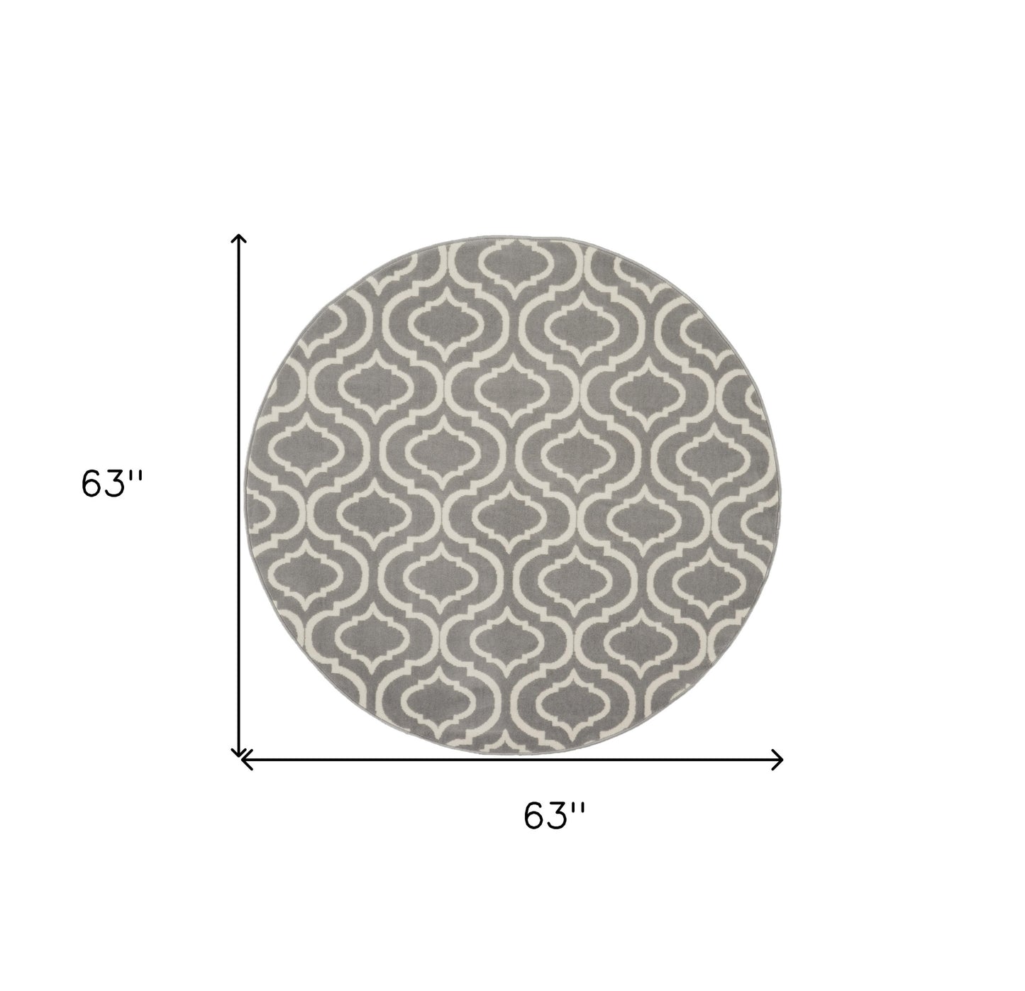 5' Gray Round Moroccan Power Loom Area Rug