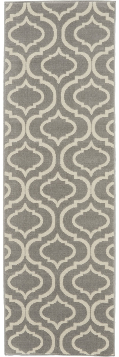 7' Gray Moroccan Power Loom Runner Rug