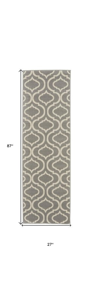 7' Gray Moroccan Power Loom Runner Rug