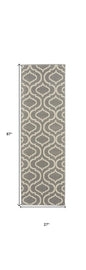 7' Gray Moroccan Power Loom Runner Rug
