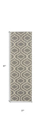 7' Gray Moroccan Power Loom Runner Rug