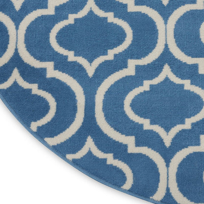 8' Gray Round Moroccan Power Loom Area Rug