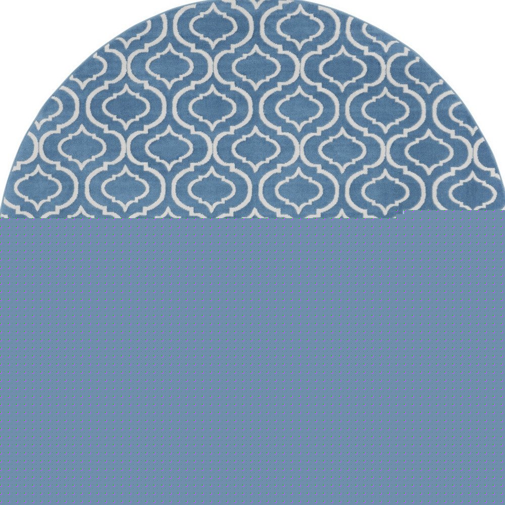 8' Gray Round Moroccan Power Loom Area Rug