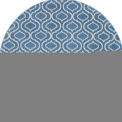 8' Gray Round Moroccan Power Loom Area Rug