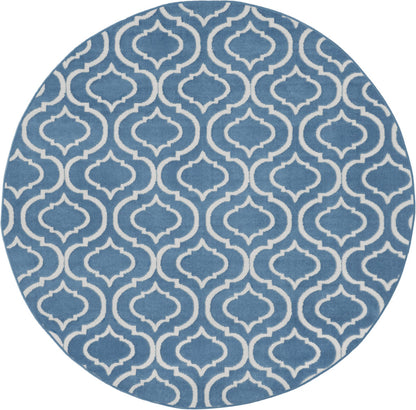 5' Gray Round Moroccan Power Loom Area Rug