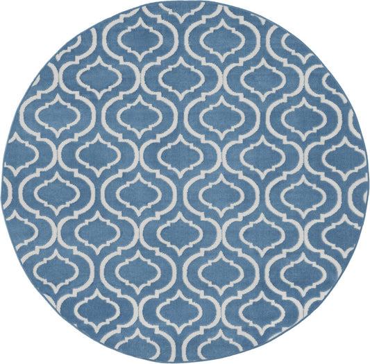 5' Gray Round Moroccan Power Loom Area Rug