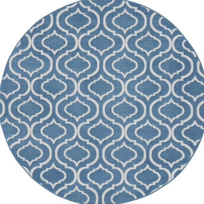 5' Gray Round Moroccan Power Loom Area Rug