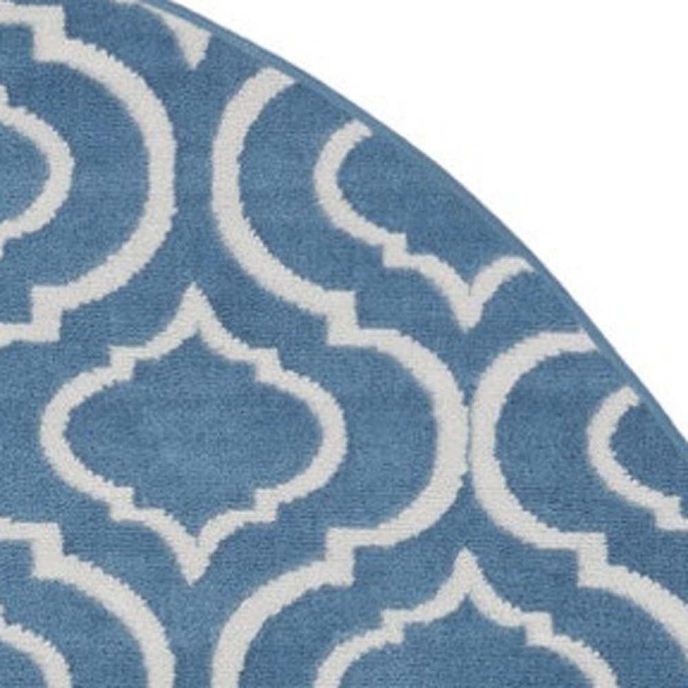 5' Gray Round Moroccan Power Loom Area Rug