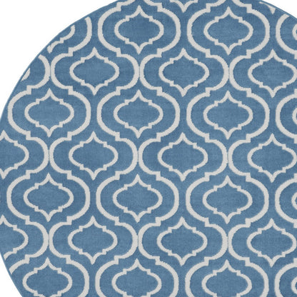 5' Gray Round Moroccan Power Loom Area Rug