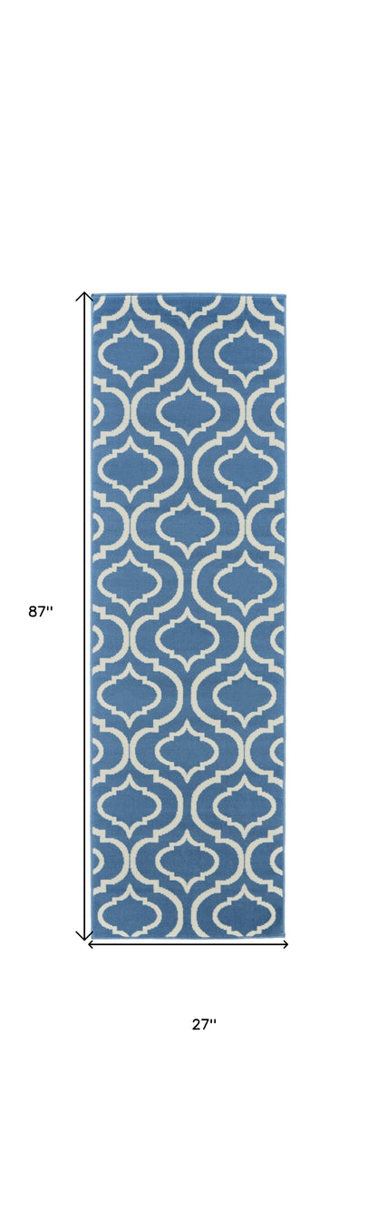 7' Gray Moroccan Power Loom Runner Rug