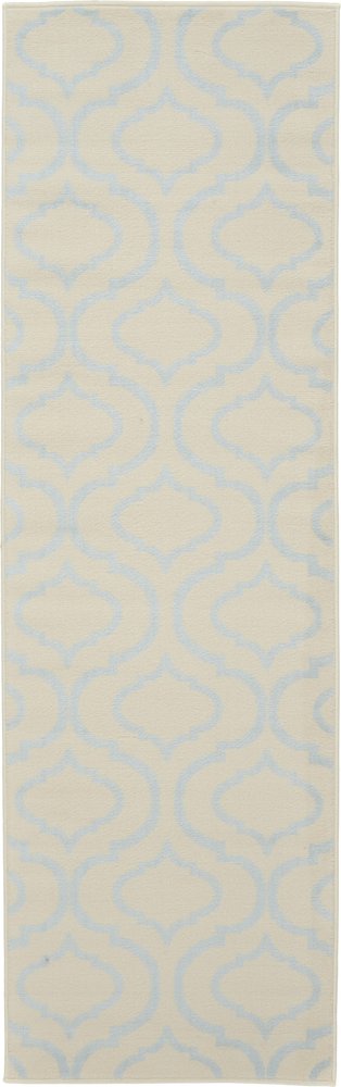 7' Ivory And Gray Moroccan Runner Rug
