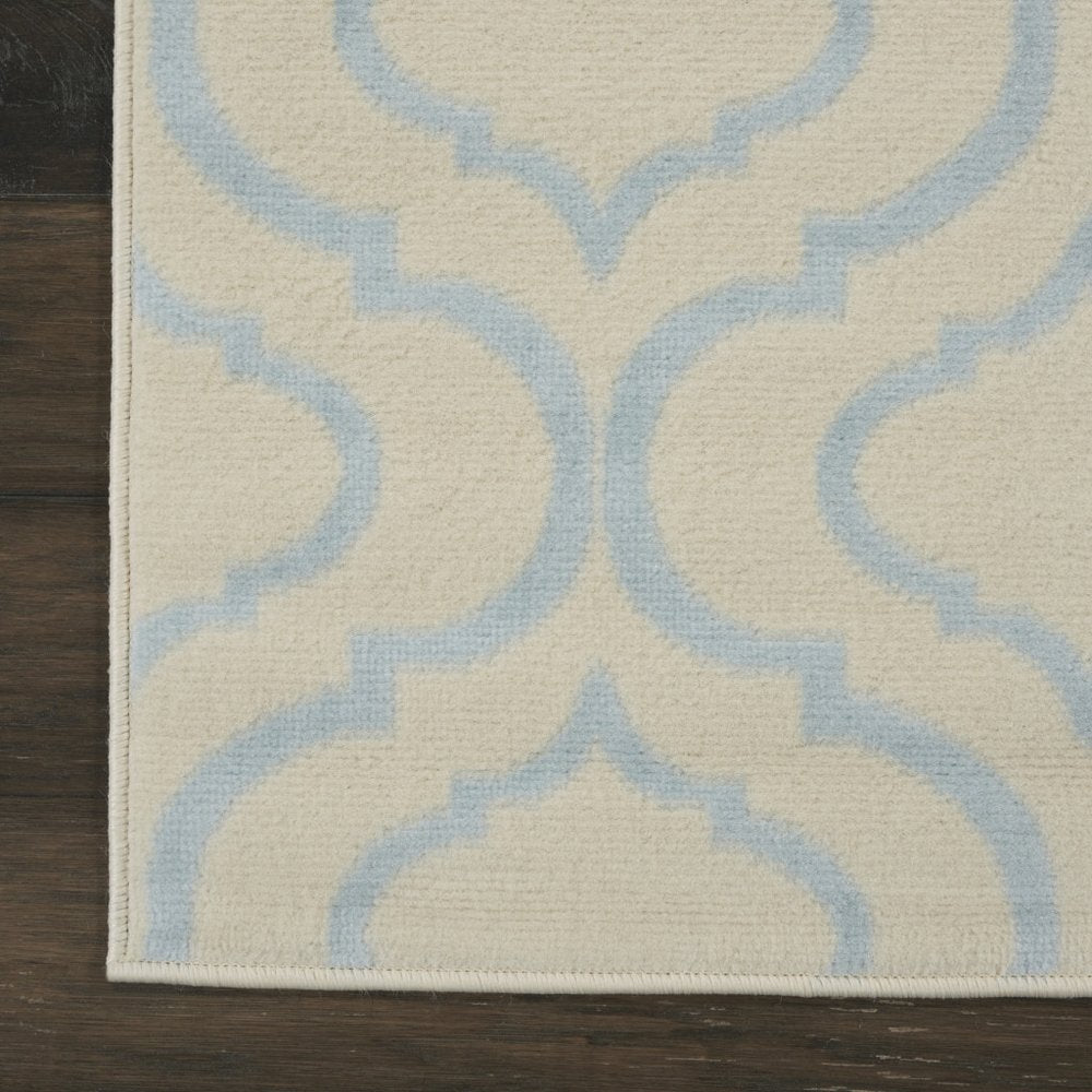 7' Ivory And Gray Moroccan Runner Rug