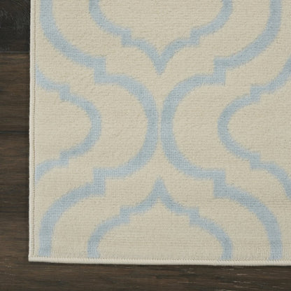 7' Ivory And Gray Moroccan Runner Rug