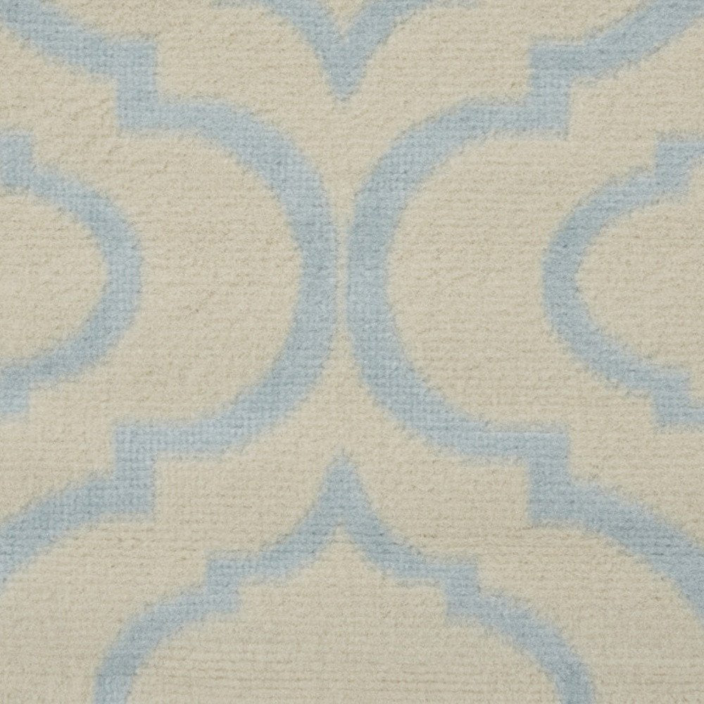 7' Ivory And Gray Moroccan Runner Rug