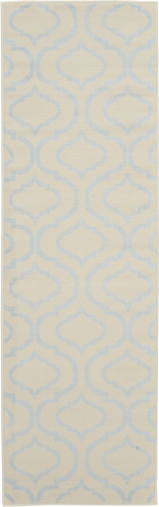 7' Ivory And Gray Moroccan Runner Rug