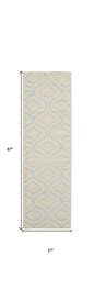 7' Ivory And Gray Moroccan Runner Rug
