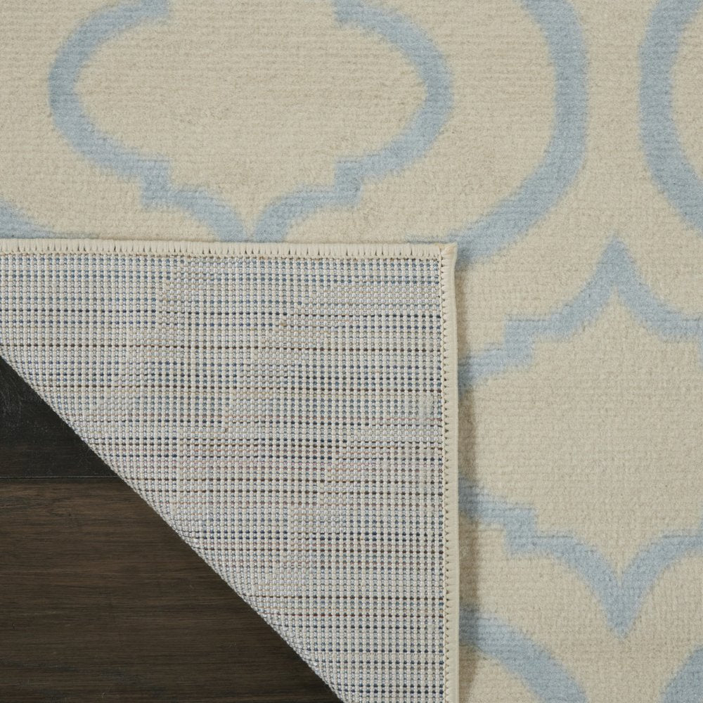 7' Ivory And Gray Moroccan Runner Rug