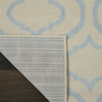 7' Ivory And Gray Moroccan Runner Rug