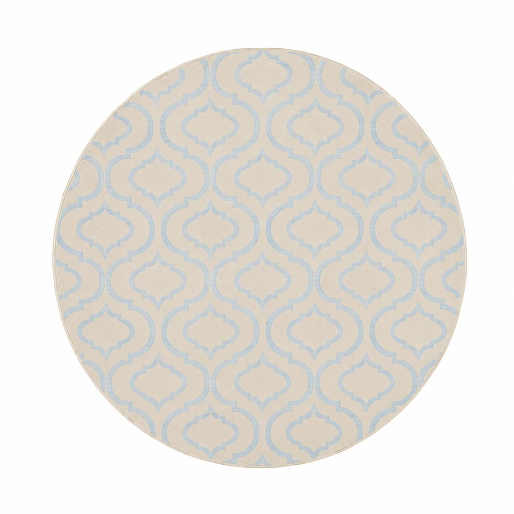5' Ivory And Gray Moroccan Round Rug
