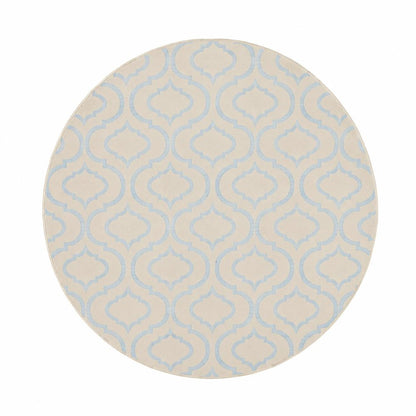 5' Ivory And Gray Moroccan Round Rug