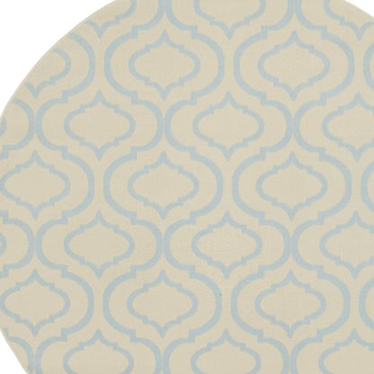 5' Gray Round Moroccan Power Loom Area Rug