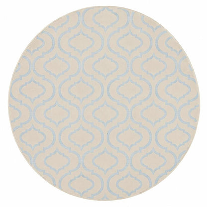 5' Ivory And Gray Moroccan Round Rug