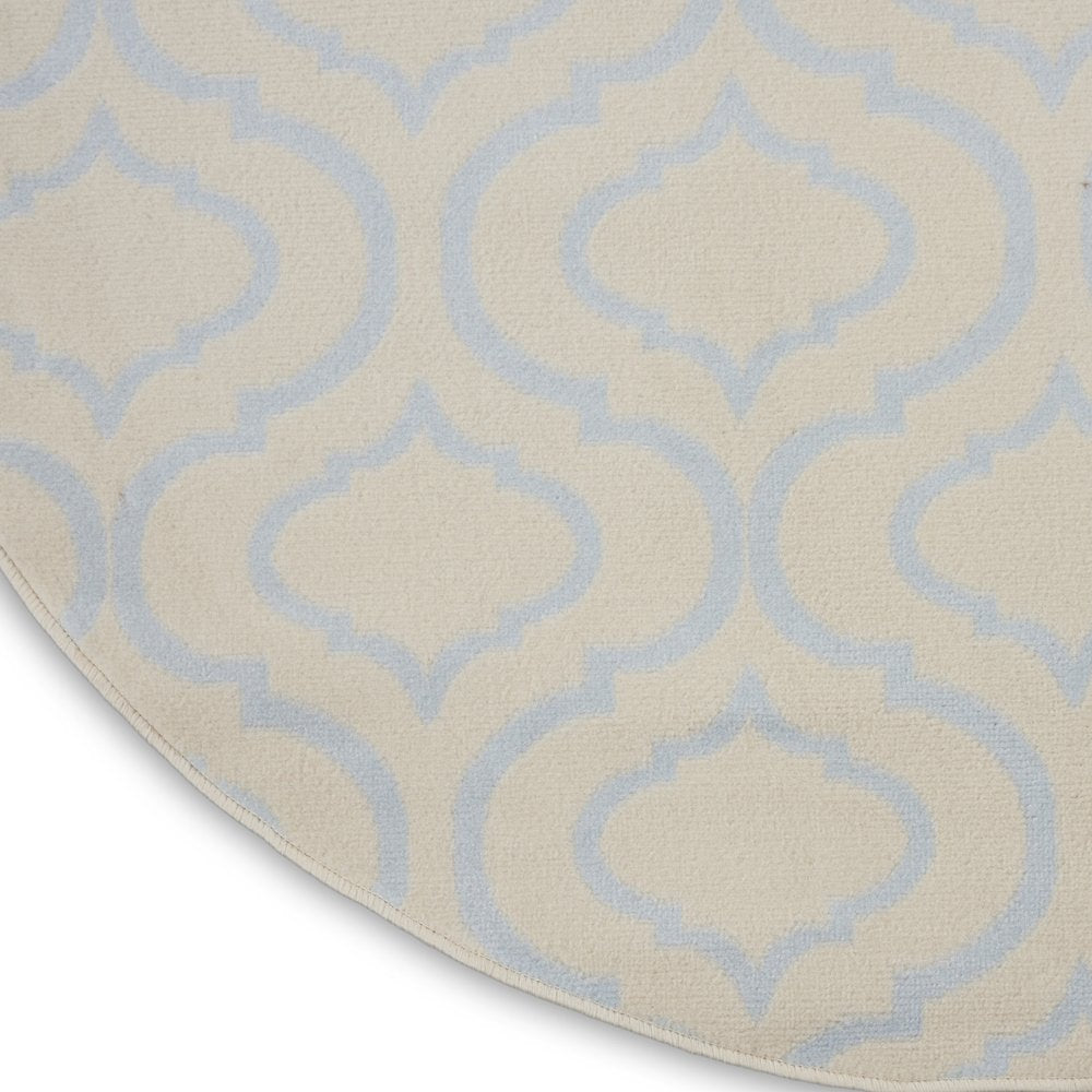 5' Ivory And Gray Moroccan Round Rug