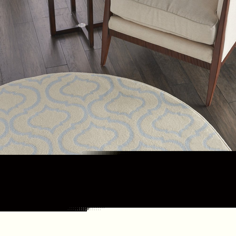 5' Gray Round Moroccan Power Loom Area Rug