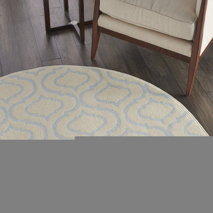 5' Gray Round Moroccan Power Loom Area Rug