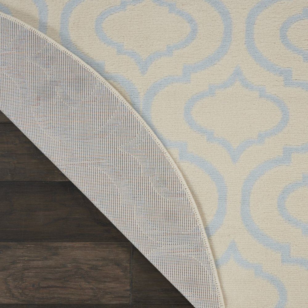5' Ivory And Gray Moroccan Round Rug