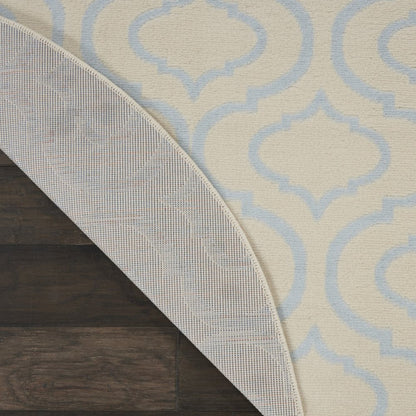 5' Ivory And Gray Moroccan Round Rug