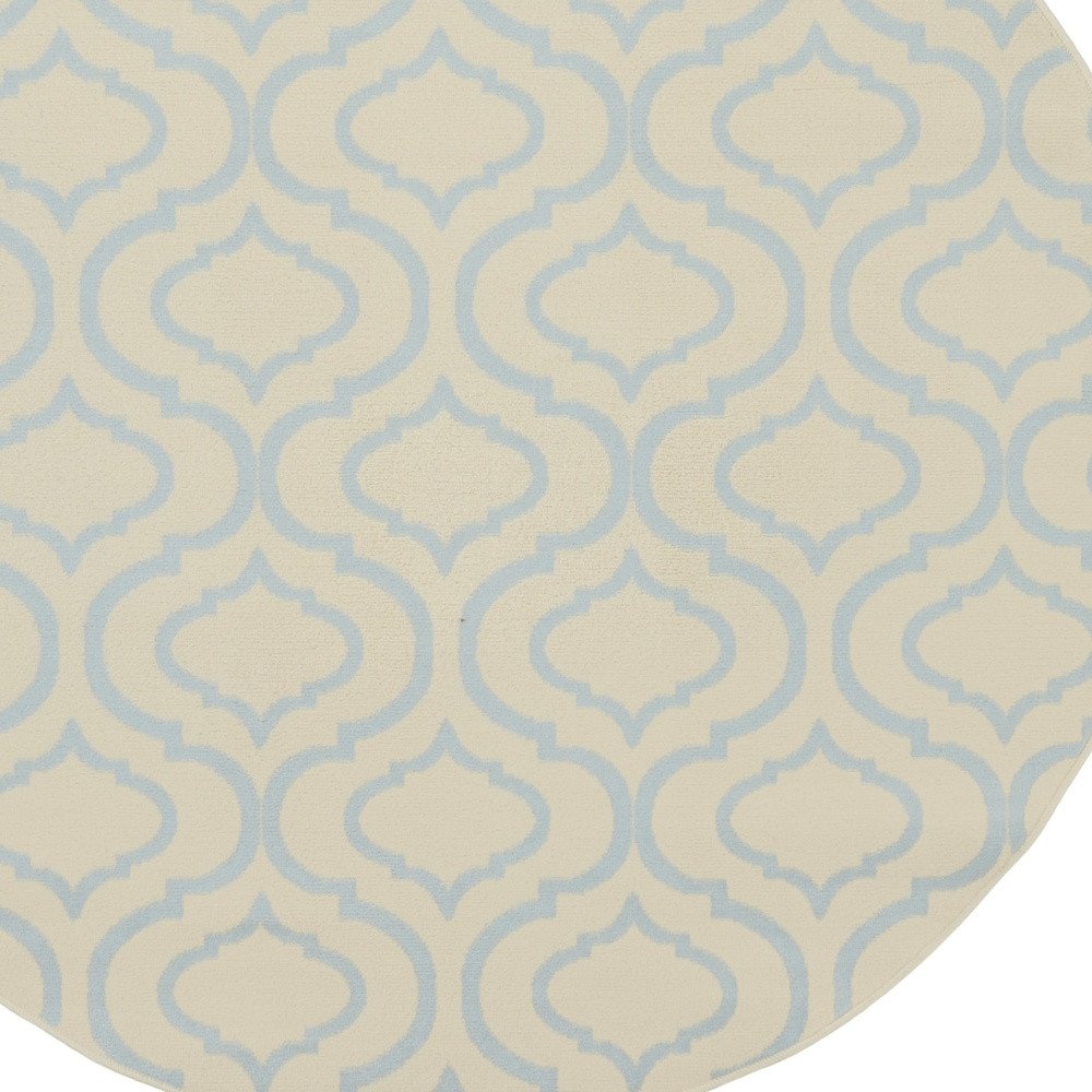 5' Ivory And Gray Moroccan Round Rug