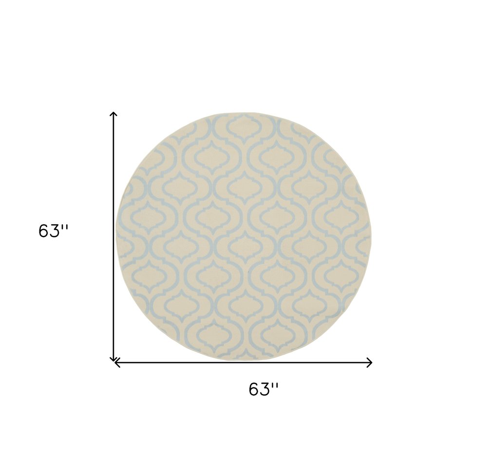 5' Ivory And Gray Moroccan Round Rug