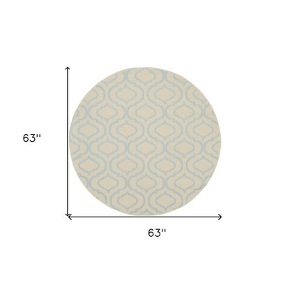 5' Ivory And Gray Moroccan Round Rug