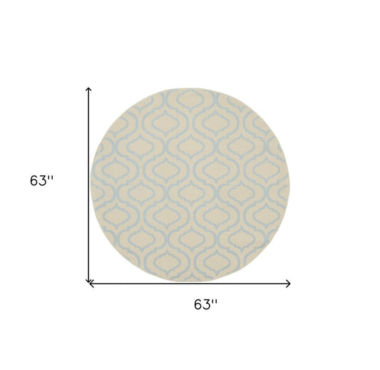 5' Ivory And Gray Moroccan Round Rug