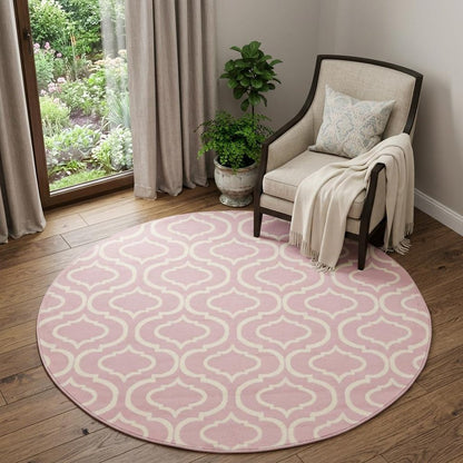 5' Gray Round Moroccan Power Loom Area Rug