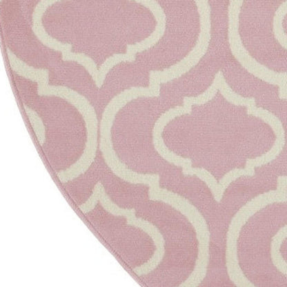 5' Gray Round Moroccan Power Loom Area Rug