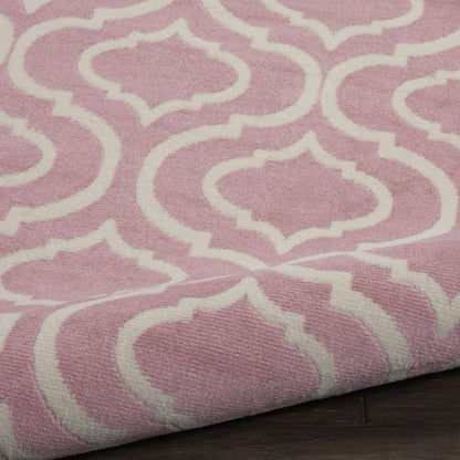 5' Pink And Ivory Moroccan Round Rug
