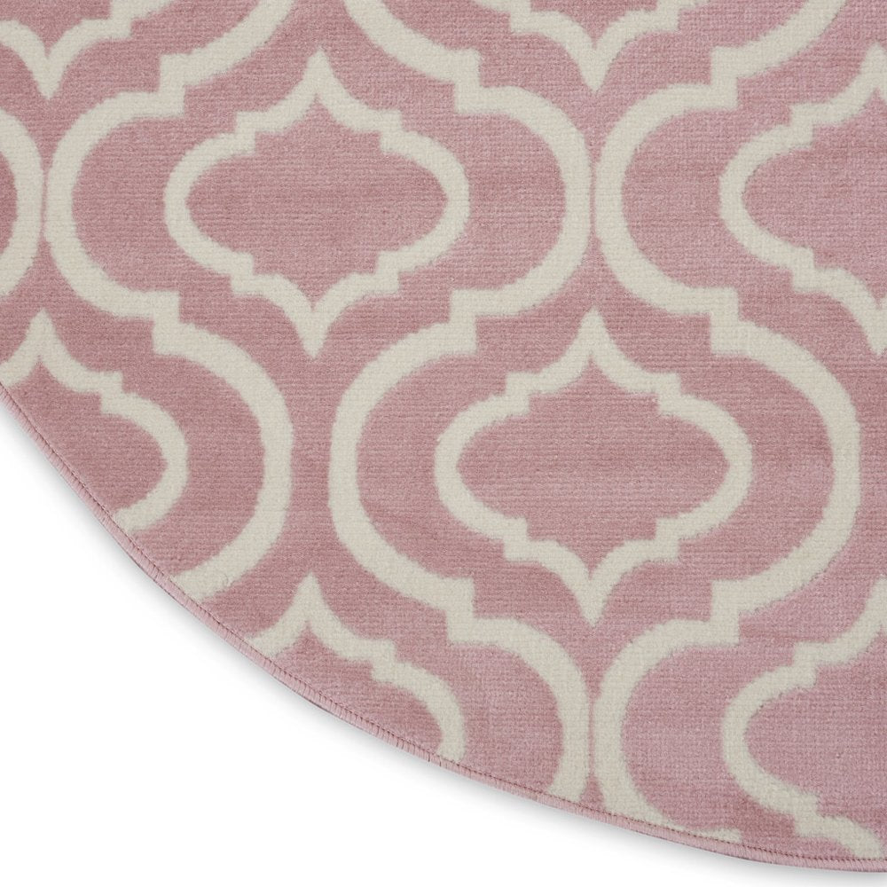 5' Gray Round Moroccan Power Loom Area Rug