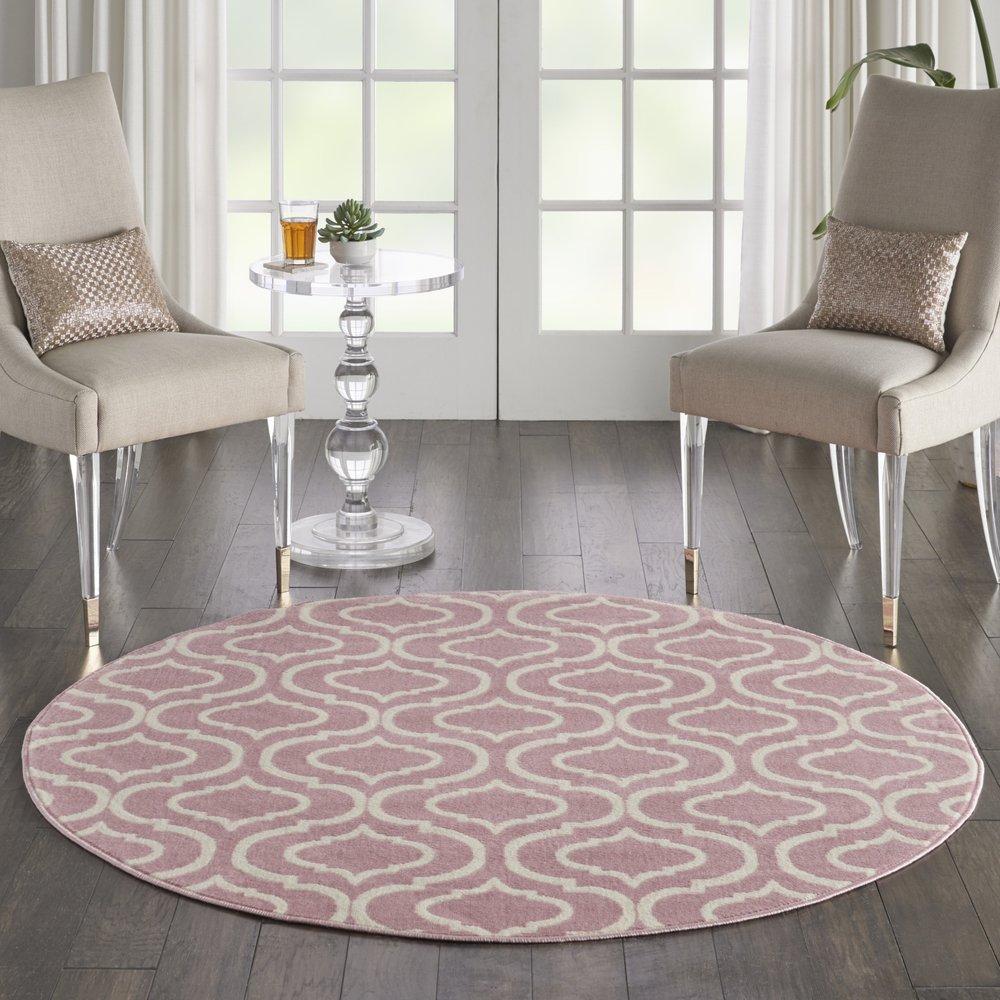 5' Gray Round Moroccan Power Loom Area Rug