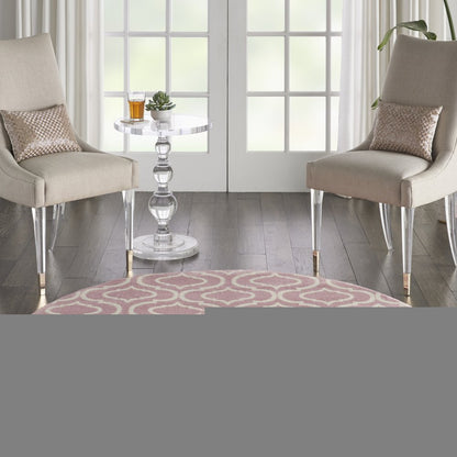 5' Gray Round Moroccan Power Loom Area Rug
